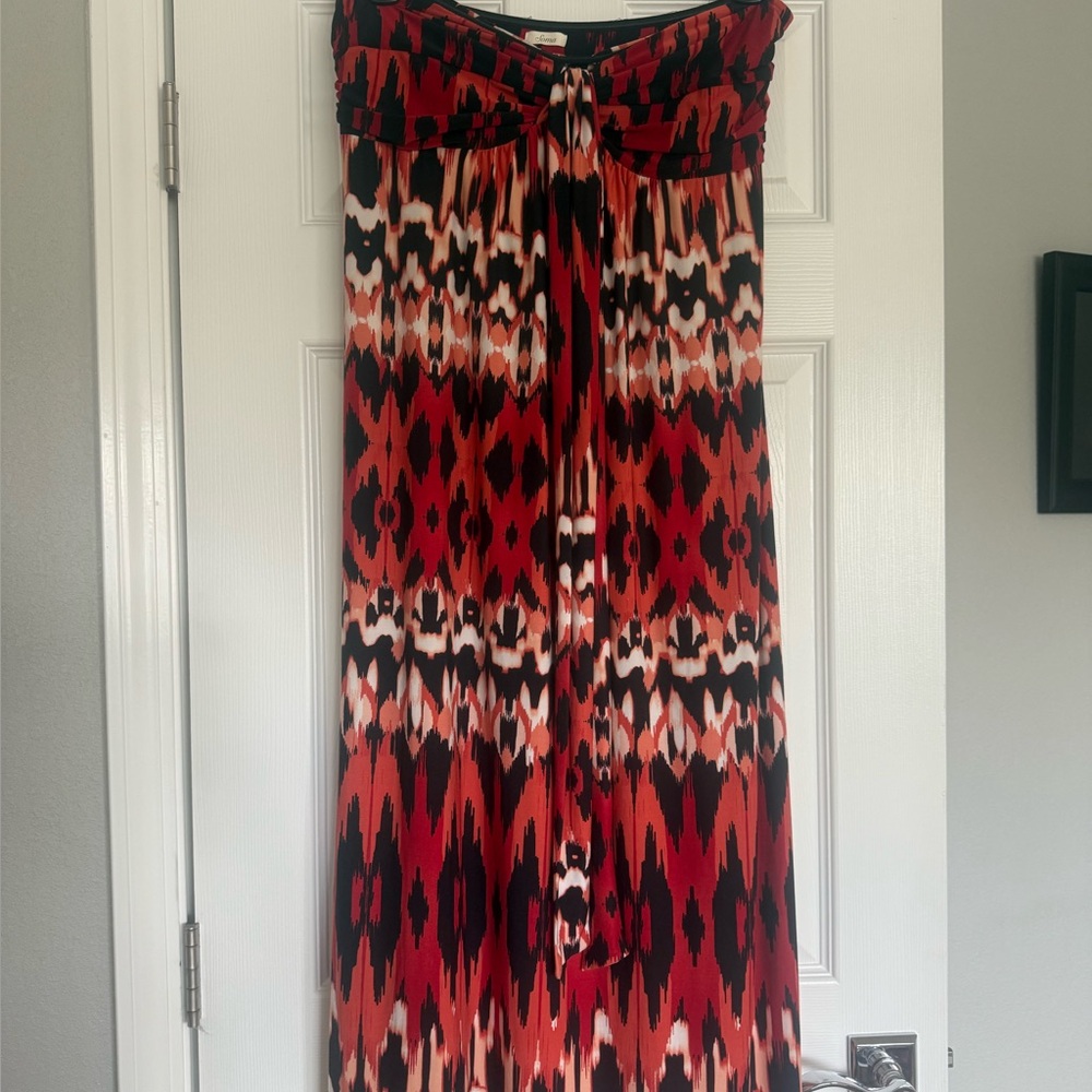 Stylish Red and Black Patterned Halter Dress by Soma